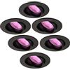 Ledvion - 6x SMART Faretti da incasso LEDs Rio, Nero, Slim WiFi, Dimmerabile, Rotondo, RGBWW, 2 Anni di Garanzia