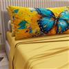 PETTI Artigiani Italiani - Lenzuola in Cotone con Federe in Stampa Digitale, Una Piazza e Mezza Francese, Completo Lenzuolo Sopra e Sotto con Angoli, Mariposa 02 Giallo, 100% Made in Italy