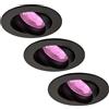 Ledvion - 3x SMART Faretti da incasso LEDs Rio, Nero, Slim WiFi, Dimmerabile, Rotondo, RGBWW, 2 Anni di Garanzia