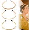 Hunphy 3 Pezzi Fasce per Capelli in Metallo, Cerchietto in Metallo da Donna, Cerchietto per Capelli con Catena Dorata, Fascia per Capelli Alla con Glitter Dorati, per Donna, Ragazza (3 Stili)