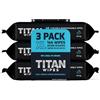 TITAN WIPES Carta igienica umida biodegradabile extra grande e resistente - 3 confezioni da 144 salviettine umidificate XL 18 x 18 cm, 99% acqua, aloe e vitamina E, 0% alcool, resistenti e usa e getta