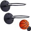 DNDGDLUA 2 rack in metallo per pallacanestro, supporto da parete per pallacanestro, calcio, pallavolo (nero)