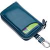 PORRASSO Astuccio Portachiavi Vera Pelle Auto Del Sacchetto Portachiavi Portatile Sacchetto Chiave Key Case con 6 Gancio per Uomo Donna Blu