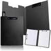 Anwangda Cartellina portadocumenti A4, di alta qualità con coperchio, Foldover Clip Boards, doppia clip in plastica, colore nero, per affari, ufficio, scuola