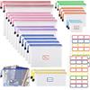 VEUWOLM 21 PCS Sacchetto di Zip Impermeabile Mesh, Borse di File, Borse Portadocumenti con Cerniera, Sacchetto del Documento Plastica per Uffici Cosmetici Forniture Accessori da Viaggio, 8 Taglie, Colore