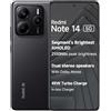 Xiaomi Redmi Note 14 5G + 4G LTE (256GB + 8GB) Rilasciato tutti gli operatori con Nom e NFC Modello Global 6.67 120Hz 108MP AI Triple Camera (24094RAD4G) Dual Sim (Midnight Black)