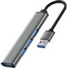 Magnet Hub USB 4 porte Magnet - 4 in 1 con 1 USB 3.0 e 3 x USB 2.0, Silver Grey, per computer portatili iOS, WS e altri dispositivi con interfaccia (Hub USB-A)