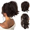 Gorger Extension a coda di cavallo da donna, capelli sintetici corti e mossi, con pettini regolabili, voluminosi, per acconciature rapide (marrone-3)