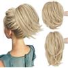 Gorger Extension a coda di cavallo da donna, capelli sintetici corti e mossi, con pettini regolabili, voluminosi, per acconciature rapide (grigio-2)