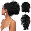 Gorger Extension a coda di cavallo da donna con clip, capelli sintetici corti ondulati con pettini regolabili, voluminosi capelli finti per uno styling rapido (nero)