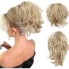 Gorger Extension a coda di cavallo da donna con clip, capelli sintetici corti e mossi, con pettini regolabili, voluminosi, per acconciature rapide (biondo)