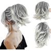 Gorger Extension a coda di cavallo da donna con clip, capelli sintetici corti ondulati con pettini regolabili, voluminosi per acconciature rapide (bianco)