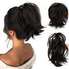 Gorger Extension a coda di cavallo da donna, capelli sintetici corti e mossi, con pettini regolabili, voluminosi e voluminosi, per uno styling rapido (marrone)