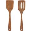 anneratteryer 2 Pezzi Utensili cucina legno Robusti Cucchiai da Spatola Cucina Mestoli cucina legno Impediscono I Graffi Sulle Padelle Resistenti al Calore Antibatterici Set di Spatole da Cucina