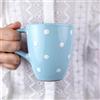 City to Cottage® Tazza da 300ml con Manico Grande | Tazzina da Caffè, Cappuccino, Cioccolata Calda e Tè | Realizzata e Dipinta a Mano in Ceramica | Fantasia a Pois Celeste e Bianco | Idea Regalo