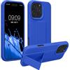 kwmobile 1x Custodia Compatibile con Apple iPhone 16 PRO Max - Cover Supporto Dita - Back Case per Smartphone - Protezione Gommata Blu Baltico