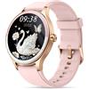 ZOSKVEE Smartwatch Donna Uomo, 41mm Fitness Tracker, Rispondi/Inizia Chiamate, Monitoraggio del Battito Cardiaco/Lo Stress/Sonno, Assistente Vocale AI, IP68 Impermeabile, Calcolatrice, Calendario