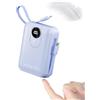 Powelephant Power Bank 20000 mAh con cavo integrato: batteria esterna per cellulare con ricarica rapida 22,5 W, USB C (ingresso e uscita), pacco batteria con 4 uscite e 2 ingressi - Blu