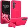 kwmobile 1x Custodia Compatibile con Samsung Galaxy S24 Plus - Cover Supporto Dita - Back Case per Smartphone - Protezione Gommata Rosa Shocking