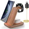 JoyGeek Caricatore Wireless per Samsung, Stazione Ricarica 3 in 1 per Samsung S25/S24/S23/S22/Z Flip/Fold, Caricabatterie Wireless per Galaxy Watch Ultra/8/7/6/5/4, Base Ricarica per Galaxy Buds-Bambù