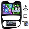 Ohradio 2G+64G per Renault Clio 2013-2018 Stereo Android 15 GPS con Wireless Carplay Android Auto Radio FM/RDS WiFi + Retrocamera + MIC - 2DIN 10 Pollici