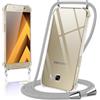 Coiwxmoi Cover per Samsung Galaxy A5 2017 con Cordino 5,2,Trasparente Custodia con Laccio Tracolla Corda Catena Cinghia,Ultra Morbido Silicone TPU Antiurto Case per Galaxy A5 2017, Grigio Chiaro
