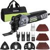 WORKPRO Utensile Oscillante 400W, Utensile Multifunzione con 23 Accessori e Borsa, 6 Velocità (15000-22000 Giri/min), Angolo 3,5°, per Taglio, Levigatura e Raschiatura