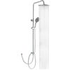 OFFO Colonna Doccia Senza Miscelatore, Asta Doccia Saliscendi con Soffione Rotonda 25x25cm e Doccetta 3 Getti, Asta Doccia Regolabile in Altezza 86-120cm, Tubo Acciaio Inox Antitorsione 1.6m, Cromo