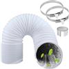 ComPDCVD Tubo di Scarico in PVC da 150mm Tubo di Ventilazione da 3m Bianco | Tubo di scarico con 2 fascette stringitubo in acciaio inox per climatizzatore mobile, asciugatrice, ventilatore di scarico