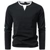 HOTIAN Magliette a maniche lunghe da uomo con scollo a V, pullover basico, maglietta Henley, top casual, felpa e T-shirt da uomo, blu navy, S