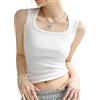 Marjoramy Canotta Donna in Cotone, Canottiera Intimo Elegante, Top Estivo Slim Fit Chic, T-Shirt Smanicata Traspirante per Comfort e Stile nelle Giornate Calde (IT, Numero, 36, 38, Regular, Petite, Bianco (M))