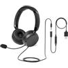 Amazon Basics - Cuffie Over-Ear per Computer con Cavo, Microfono Regolabile, Connessione da 3,5 mm, Controllo Cablato con USB-A, Pieghevoli, Cuffie per Ufficio, Smartphone, PC, Laptop, Nero