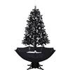vidaXL Albero di Natale con Nevicata e Base ad Ombrello Addobbi di Natale Decorazioni Natalizie Festoni Alberi Finti per Feste Nero 170 cm in PVC