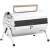 vidaXL Barbecue da Tavolo Portatile in Acciaio Inossidabile con Doppia Griglia Cottura alla Brace da Esterni BBQ da Giardino Cucina Campeggio