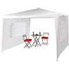 Relaxdays Gazebo 3x3 m, 2 Pareti Laterali, Struttura in Metallo, Telo in PE, con Finestre, per Festival, Tendone, Bianco