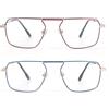 kollyseek 2 pack Occhiali da lettura retrò da donna uomo, telaio per computer leggero blu Metal Pilot Frame(1.5, Rosso Blu)