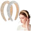 XTUDOU® 2 Pezzi Cerchietto Capelli Donna, Cerchietto Capelli Donna Elegante, Cerchietto per Capelli Strass Capelli con Paillettes per Tutti I Giorni, Spettacoli, Fotografia (Bianco + Champagne)
