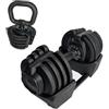 JK FITNESS Manubrio a carico selezionabile 1,5 - 18 kg + Kettlebell a carico selezionabile 1 - 10 kg