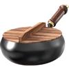 Generic Antico wok Big Belly - Pentole in ferro per cucinare con manico antiscottatura | Wok cinese in ghisa fatta a mano | Padella forgiata a mano | Pentola per induzione e stufa