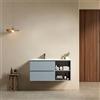 MedaHome Mobile bagno sospeso 100 cm Blu Avio Lavabo a Sinistra in Ceramica Senza Specchio - Fiji Paint Plus