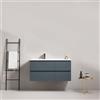 MedaHome Mobile bagno sospeso 100 cm Blu Mare Lavabo a Sinistra in Ceramica Senza Specchio - Fiji Paint