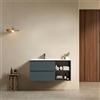 MedaHome Mobile bagno sospeso 100 cm Blu Mare Lavabo a Sinistra in Ceramica Senza Specchio - Fiji Paint Plus