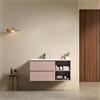 MedaHome Mobile bagno sospeso 100 cm Rosa Retro Lavabo a Sinistra in Ceramica Senza Specchio - Fiji Paint Plus