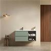 MedaHome Mobile bagno sospeso 100 cm Verde Salvia Lavabo a Sinistra in Ceramica Senza Specchio - Fiji Paint Plus
