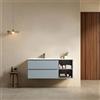 MedaHome Mobile bagno sospeso 120 cm Blu Avio Lavabo a Sinistra in Ceramica Senza Specchio - Fiji Paint Plus