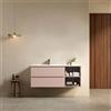 MedaHome Mobile bagno sospeso 120 cm Rosa Retro Lavabo a Sinistra in Ceramica Senza Specchio - Fiji Paint Plus