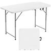 VEVOR Tavolo Pieghevole a Metà, Tavolo in Plastica Resistente Portatile e Rettangolare da 1220x600 mm, con Altezza Regolabile e Maniglia Integrata, per Feste, Cene, Picnic, Campeggio, Bianco