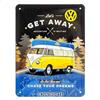Nostalgic-Art Targhe Vintage, Bulli T1 - Let's Get Away Night - Idea regalo per i bus VW, in metallo, Design retro per decorazione, 15 x 20 cm