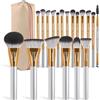 MAANGE Set di 20 pennelli da trucco professionali con custodia, set di pennelli sintetici di alta qualità per viso Kabuki Foundation (argento)