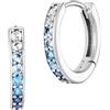Engelsrufer Orecchini a cerchio da donna Ocean in argento sterling, con 20 zirconi bianchi a blu, chiusura a clip, senza nichel, 1 Paar, Argento sterling, Zirconia cubica